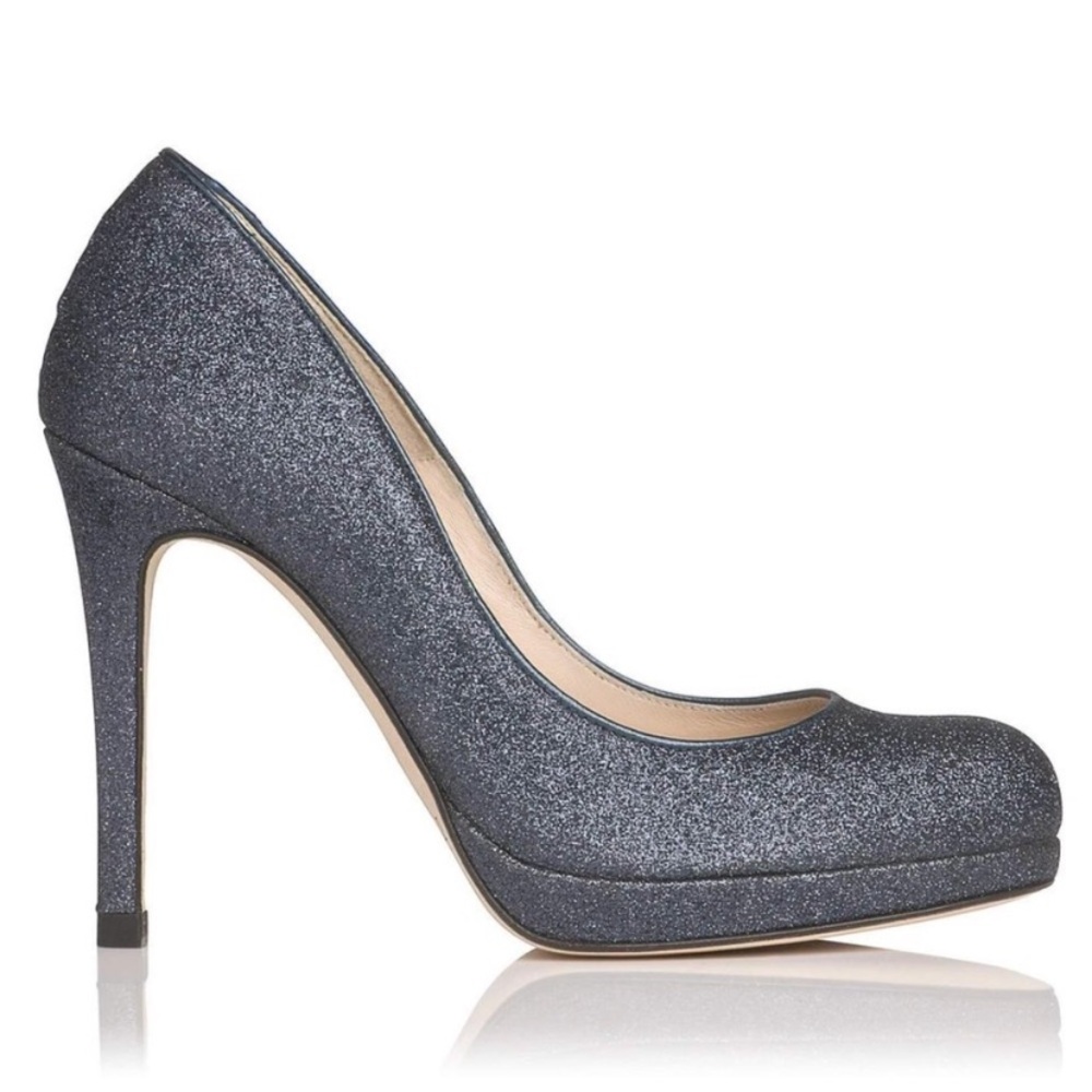 LK Bennet Sledge Blue Sparkle Glitter Heels 38